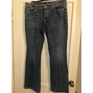 A.N.A. Bootcut Womens Jeans Size 14 Distressed Dark Wash Embroidered